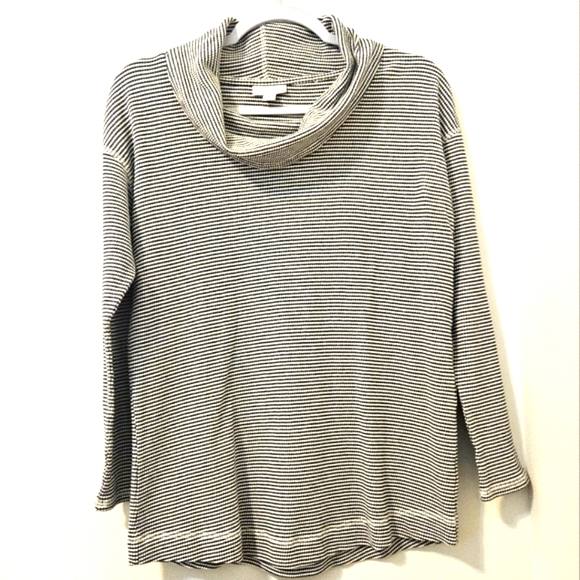 J. Jill Cotton Womens Relaxed Cowl Neck Cozy Top Cottagecore Gray White XS - Picture 9 of 13